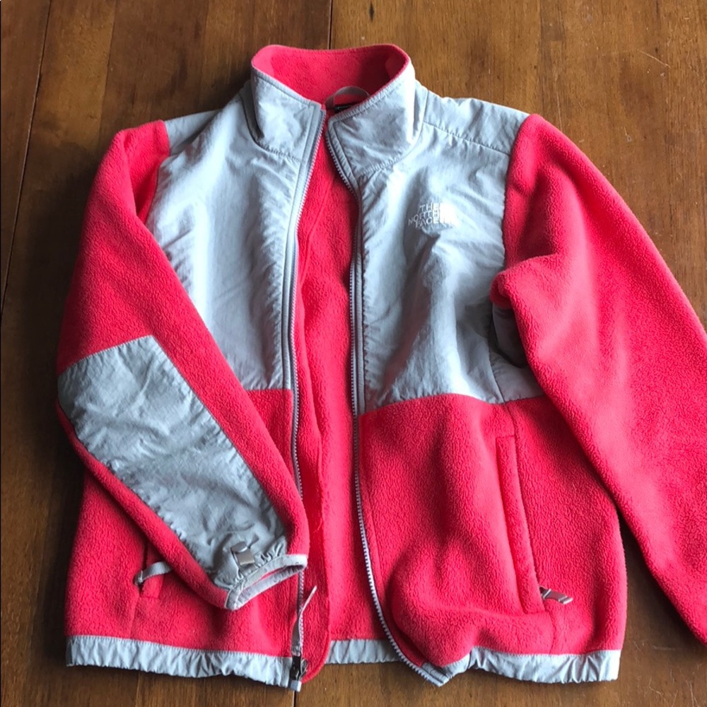 North face zip up in coral